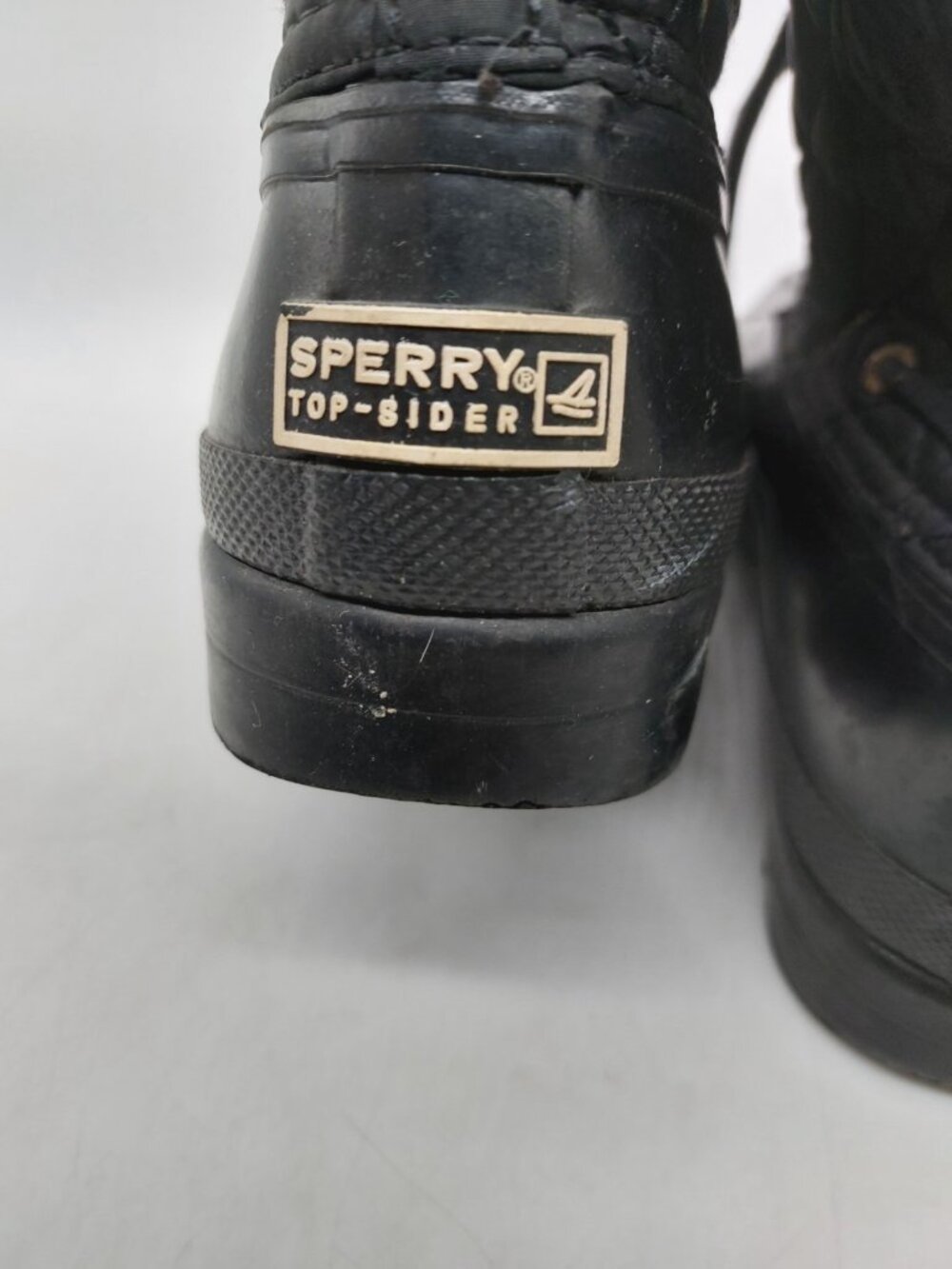 Sperry Size 8 Top Sider Black Rubber Quilted Lace Up Lined Duck Boots - Picture 2 of 11